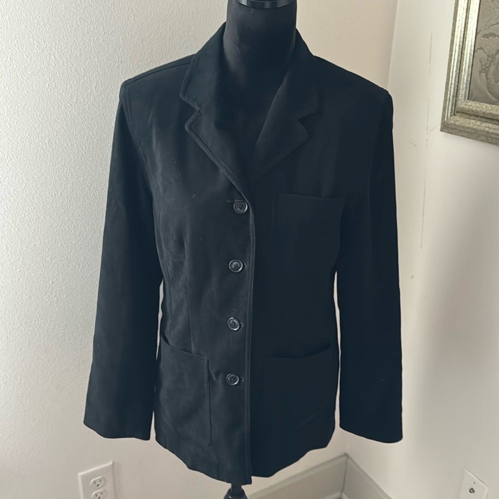 Casual Corner soft velvet / velour button front blazer sport coat sz 6